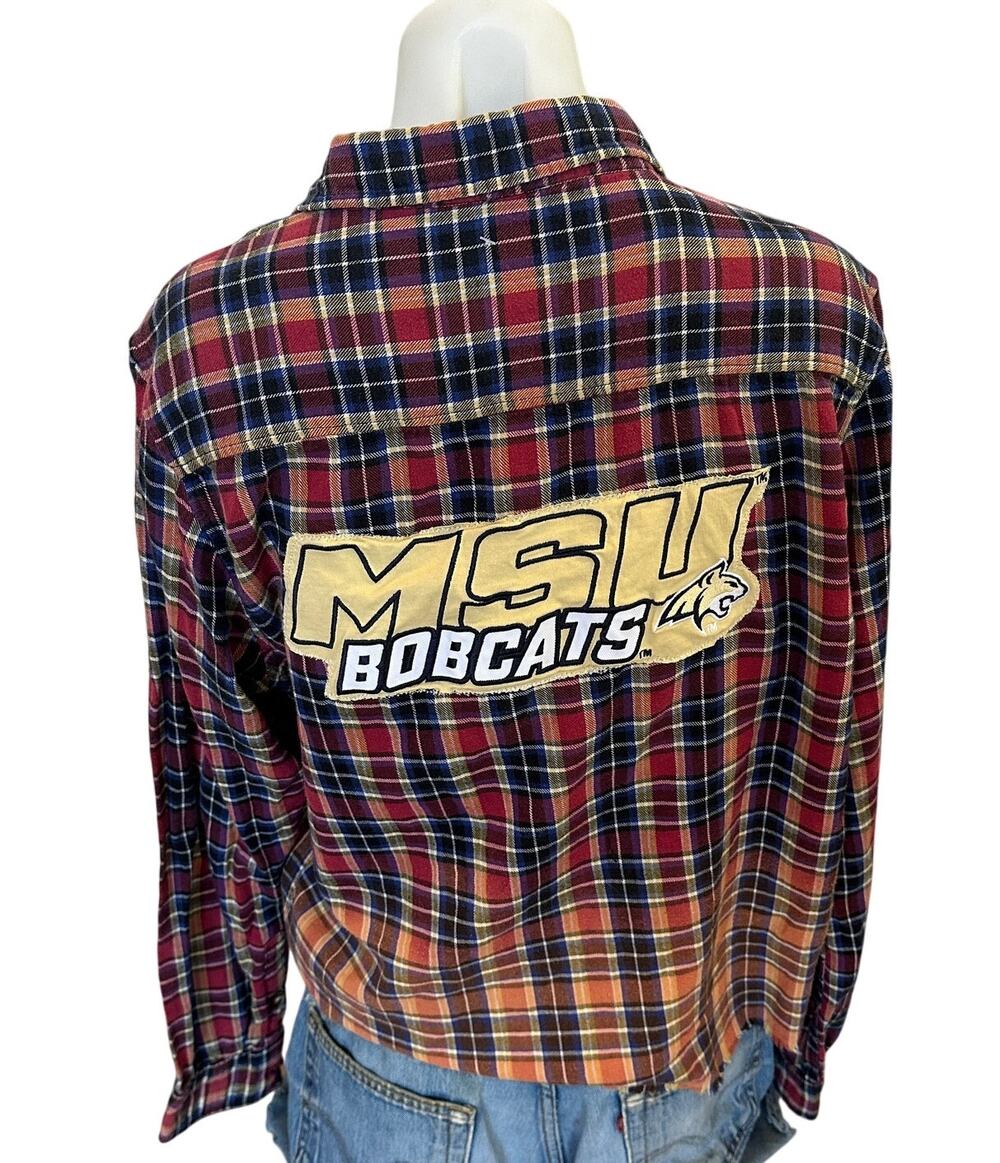 Montana State University Bobcats Plaid Flannel Shirt XL Football MSU Tailgate